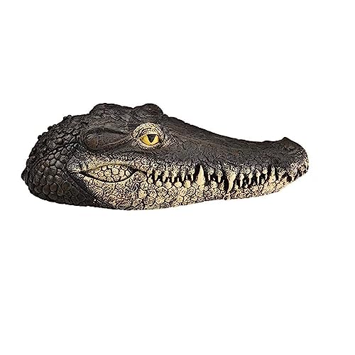 Tenluno Floating Alligator Head,Alligator Head Decoy for Pool,Resin Crocodile Head for Swimming Pool and Pond,Deterrent Ducks,Predator,Heron etc,Pond,Garden Home Decor Art