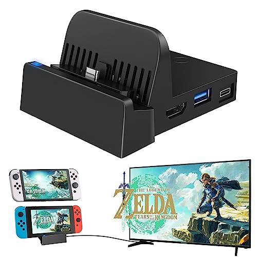 TV Docking Station for Nintendo Switch, Switch OLED, WEGWANG Portable TV Switch Dock Station Replacement for Official Nintendo Switch with HDMI and USB 3.0 Port