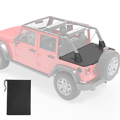 Tonneau Cover for Wrangler JK Unlimited 4 Door,QMPARTS Cargo Cover Trunk Tailgate Cover JK Accessories Compatible with 2007-2018 Wrangler JKU 4 Door-Black