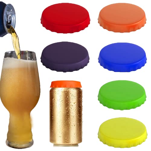 Silicone Soda Can Lids - 6 Pack Beer Coke Can Covers Spill-proof Food Grade Can Tops for Soda Beverage Energy Drinks, 2.1 Standard Can Saver Pop Stopper Protector Keeper