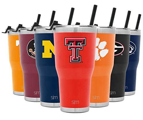 Simple Modern Officially Licensed Collegiate Texas Tech Red Raiders Tumbler with Straw and Flip Lid | Insulated Stainless Steel 30oz Thermos | Cruiser Collection | Texas Tech University