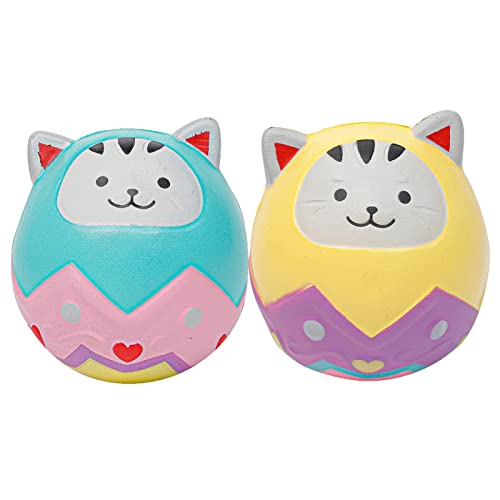 Anboor 2Pcs Jumbo Squishies Toys, Cat Squishies Egg Ball Anti Stress Anxiety Fidget Toy Kawaii Scented Soft Slow Rising Animals Squeeze Stress Relief Kids Toy Gift
