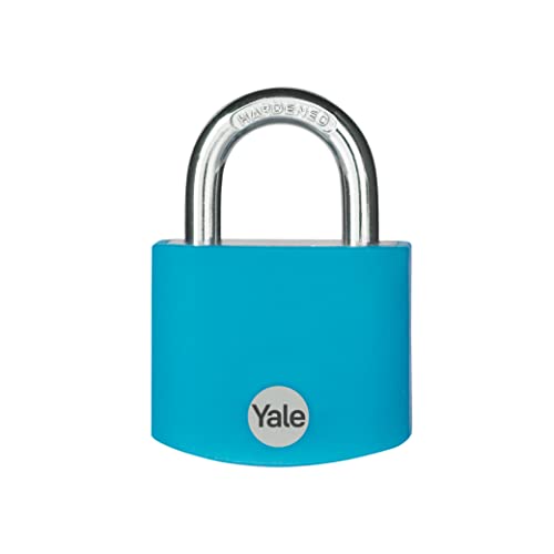 Yale Covered Aluminum Padlock with 3 keyed Alike Keys for Indoor and Outdoors use, Gym Locker, and Toolbox (Blue)