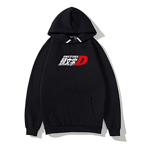 WJHYWDH 2021 New Anime Hoodies Initial D Casual Hooded Sweatshirt Unisex Clothing (Black,Large)