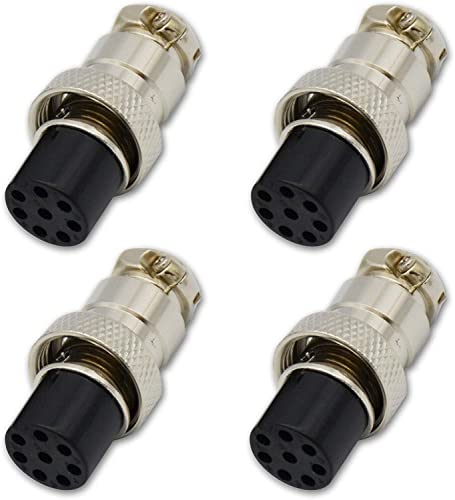 SbE-rsyun 8 Pin Female Panel Connector 16mm GX16 Mount Circular Metal Connectors Adapter Microphone Plug Pack of 4
