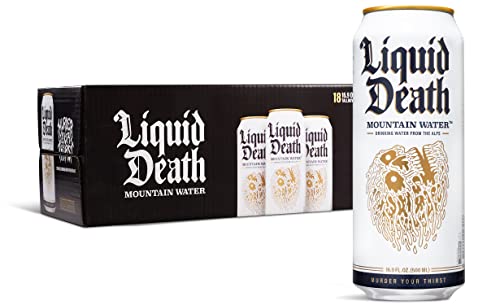 Liquid Death Artesian Mountain Water (Still), 16.9 oz Tallboys (18-Pack)