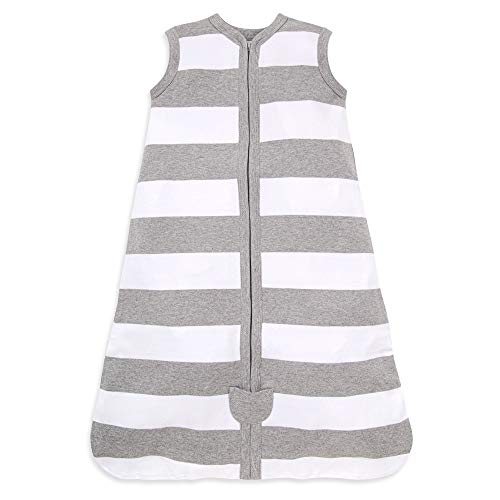 Burt's Bees Baby unisex baby Beekeeper Blanket, 100% Organic Cotton, Swaddle Transition Sleeping Bag Wearable Blanket, Rugby Stripe Heather Grey, Large US