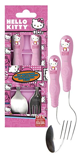 Zak! Designs Pink Fork & Spoon Silverware Set Featuring Hello Kitty Graphics! Break-resistant and BPA-free!