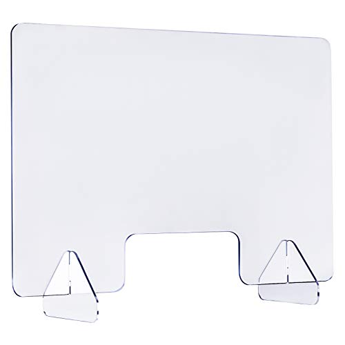 Tangkula Protective Sneeze Guard for Counter and Desk, Freestanding Portable Acrylic Shield w/ 2 Removable Stands, Plexiglass Barrier for Reception Office School (1)