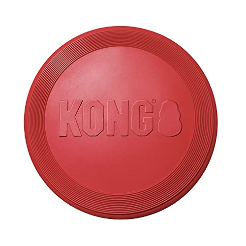 KONG Flyer - Tough Dog Toy for Aggressive Chewers - Durable Rubber Flying Disc Dog Toy - Outdoor Dog Toy for Fetch & Frisbee - Dog Chase Toy with Dynamic Rebound Features - Small Dogs