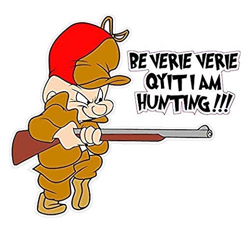 (Set of 3) Elmer Fudd Be Very Very Quiet I am Hunting Printed Decal Sticker - Sticker Graphic - Auto, Wall, Laptop, Cell, Truck Sticker for Windows, Cars, Trucks