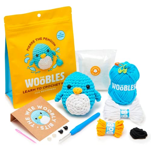 The Woobles Beginners Crochet Kit with Easy Peasy Yarn as seen on Shark Tank - with Step-by-Step Video Tutorials - Pierre The Penguin