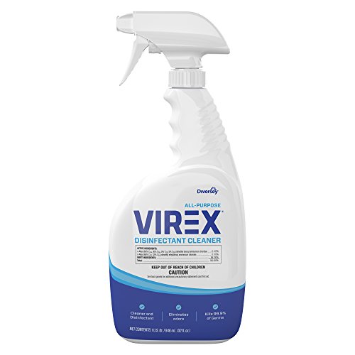 VIREX Diversey CBD540540 All Purpose Disinfectant Cleaner- Kills 99.9% of Germs and Eliminates Odors, Lemon Scent, Ready-to-Use Spray, 32-Ounce