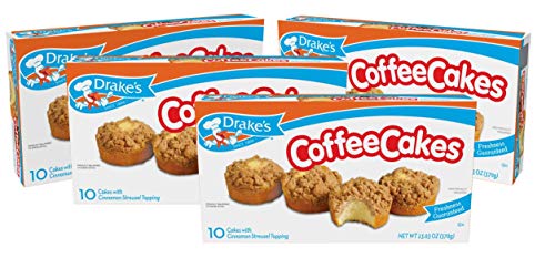 Drake's Coffee Cakes, 40 Individually Wrapped Breakfast Pastries, Tan 133, Cinnamon, 52.12 Oz (Pack of 4)