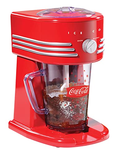 Nostalgia Coca-Cola Frozen Drink Maker and Margarita Machine for Home - 40-Ounce Slushy Maker with Stainless Steel Flow Spout - Easy to Clean and Double Insulated - Red