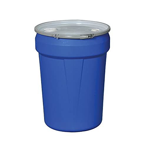 Eagle 30 Gallon Lab Pack Drum with Metal Band and Plastic Lid with Bungs, Blue, 1601MBBG