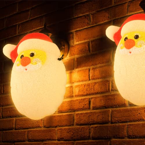 2 Pack Christmas Cute Santa Claus Porch Light Covers 12 Inch, Outdoor Indoor Holiday Christmas Decoration Lampshade for Garage Lights Front Doors Yards Gardens Post Large Lamps Corridors Parties