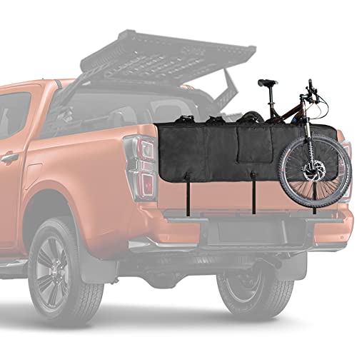 WALMANN 62" Wide Tailgate Pad for Bikes, Holds Up to 5 Bikes Pickup Truck Tailgate Bike Pad with 2 Tool Pockets