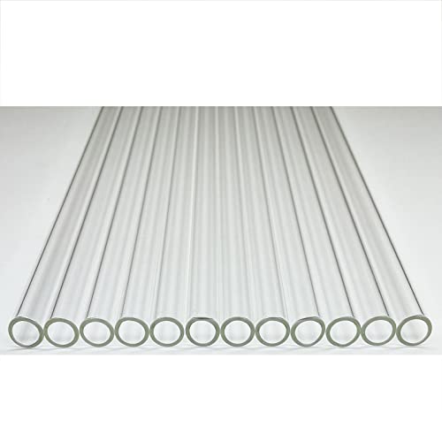 8 Inch Long 12 Piece Borosilicate Glass Tubes OD 12 mm Thickness 1.5 mm Industrial Glass Tubing (12mm / Clear)