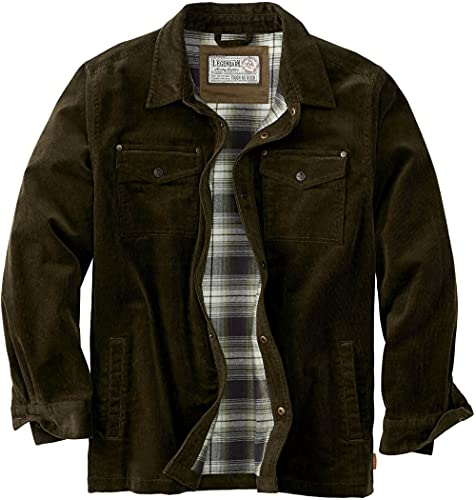 Legendary Whitetails Men's Standard Tough As Buck Flannel Lined Corduroy Shirt Jacket, Balsam, Large