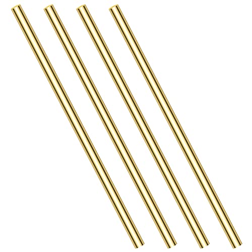 4 Pieces 6mm Brass Round Rods, Sutemribor Brass Solid Round Rod Lathe Bar Stock, 6mm in Diameter, 305mm in Length