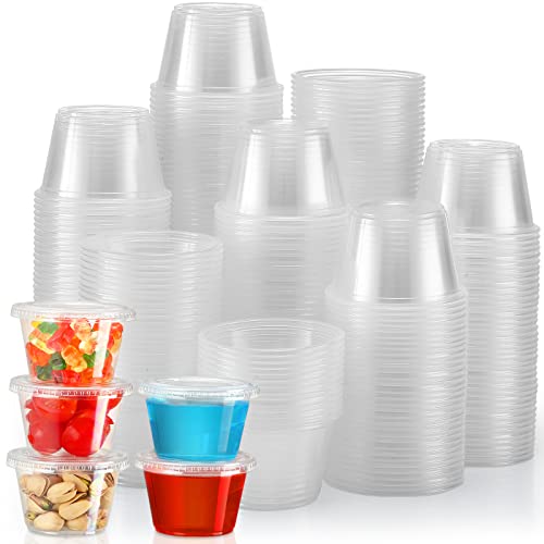 VITEVER [120 Sets - 4 oz ] Portion Cups With Lids, Small Plastic Containers with Lids, Airtight and Stackable Souffle Cups, Jello Shot Cups, Sauce Cups, Condiment Cups for Lunch, Party, Trips