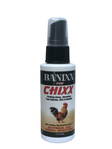 BANIXX for CHIXX 2oz. Safe Around The Eyes and Sting-Free Solution for Pecking Sores, Bumble Foot, Fowl Pox, Raw Vent Area Infection, Chicken Leg/Foot Injuries, and More. No antibiotics