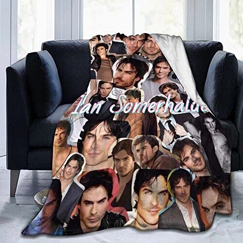 Cute Ian Somerhalder Throw Blanket Super Soft Flannel Air Conditioning Blanket for Halloween Christmas Daily Gift, Suitable for Sofa Bed Car in All Seasons,5040inch