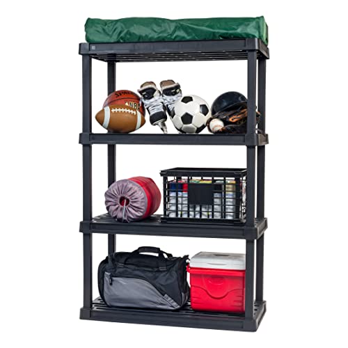 IRIS USA 4-Tier Shelving Unit, 56" Fixed Height, Large Storage Organizer for Home, Garage, Basement, Shed and Laundry Room, 36"W x 18"D x 56"H, Made with Recycled Materials, Black