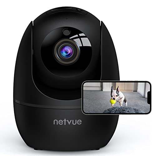 NETVUE Dog Camera, 1080P FHD 2.4GHz WiFi Pet Camera, Indoor Security Camera for Pet/Baby/Nanny, AI Human Detection, Night Vision, Cloud Storage/TF Card, 2-Way Audio Compatible with Alexa