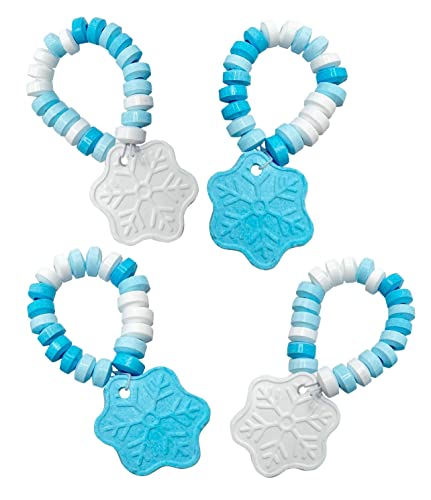 Snowflake Candy Bracelets (24 Pieces) Winter Candy Bulk Individually Wrapped - Snow Flake Shaped Blue and White - Great for Frozen Party Favors - Pinata Fillers - Kids Birthday Favor Bags - Holiday Stocking Stuffers