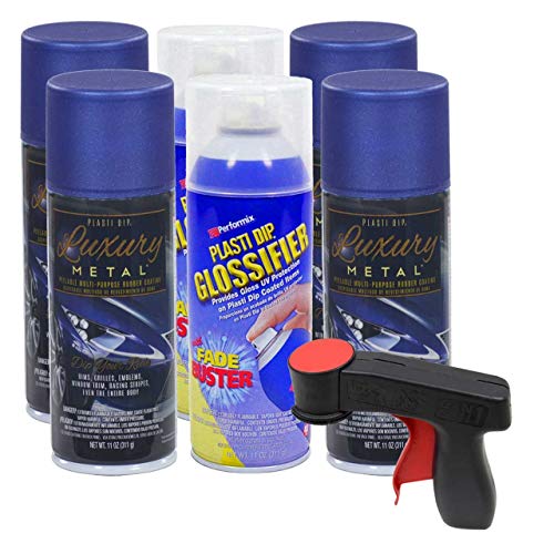 Plasti Dip Rim Kit: 4 Aerosol Cans Luxury Ultrasonice Blue, 2 Aerosol Cans Glossifier, 1 Cangun