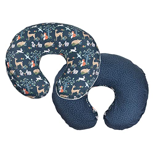 Boppy Original Support Nursing Pillow, Blue Forest Friends, Ergonomic Breastfeeding, Bottle Feeding, and Bonding, Firm Hypoallergenic Fiber Fill, Removable Cover, Machine Washable