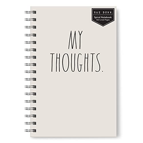 Rae Dunn Medium Hardcover Spiral Notebook - 5.75" x 8.75" - Durable Wire-O Lay-Flat Binding, Rigid Cover & 160 Lined Pages - My Thoughts