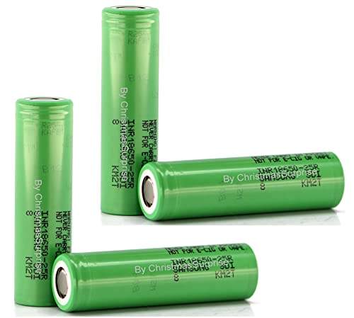 100% Authentic Samsung25R 3.7V Rechargeable 18650 Battery 25R Flat Top, Real 2500mAh(4 Pack, with Free Plastic Case)