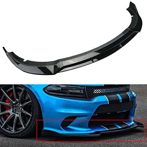 AOKAILI Front Bumper Lip Compatible with 2015 2016 2017 2018 2019 2020 2021 2022 Charger SRT,4Pcs Glossy Black Front Bumper Lip Spoiler Air Chin Body Kit Splitter