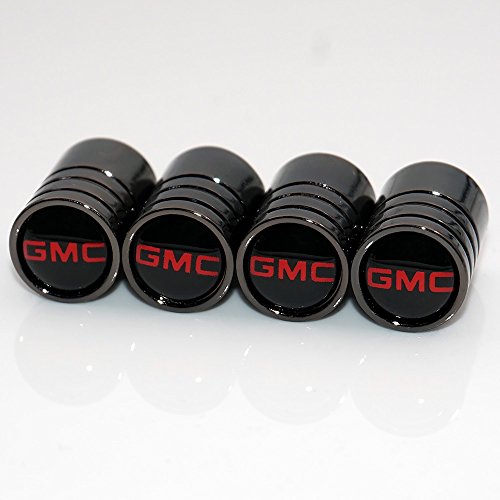 US85 GMC Logo Emblem Auto Car Wheel Tire Air Valve Caps Stem Cover Accessories Decoration Birthday Gift (Carbon Fiber) (Black Chrome)