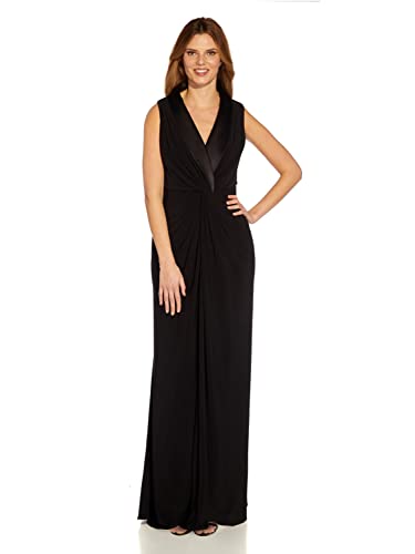 Adrianna Papell Women's Jersey Tuxedo Gown/Dress, Black, 12