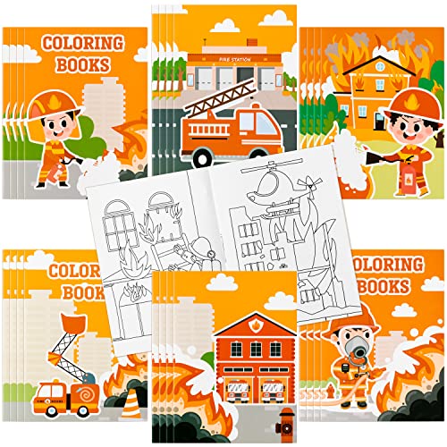 JAPBOR 24pcs Fire Truck Coloring Books for Kids, Firefighter Party Favors Color Pages Drawing Booklet Supplies, Fireman Themed DIY Art Doodle Colouring Book Bulk Painting Games Goodie Bag Fillers