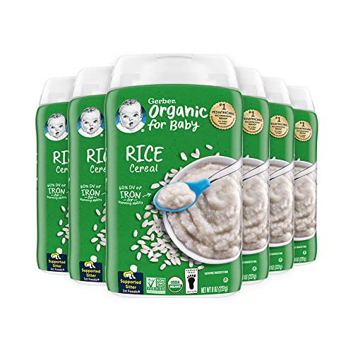 Gerber Baby Cereal Organic 1st Foods, Rice Cereal, 8 Ounce (Pack of 6)