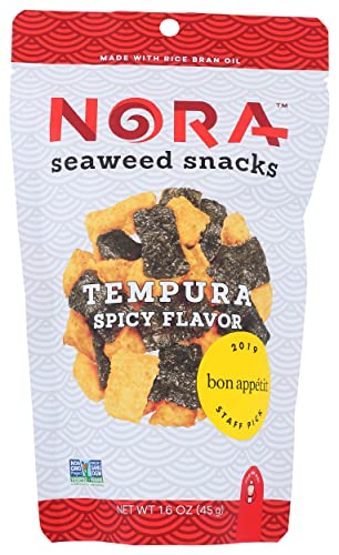 Nora Snacks Tempura Spicy Flavor Crispy Seaweed Snack, Gluten Free, Non GMO, 1.6 Ounce (Pack of 12)