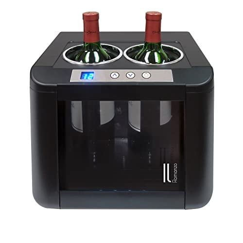 Vinotemp IL-OW002 Refrigerator 2-Bottle Chiller Regrigerator with Open Countertop Freestanding Design, Electric Wine Cooler with Adjustable Temperature Control, Black