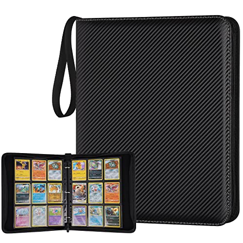 GERMUN 9 Pocket Card Binder, Premium Zip Trading Card Binder, 720 Double Sided Pocket PU Card Collection Binder, Collector Card Album, Card Folder for MTG, TCG, Sports Cards, Game Cards (Black)