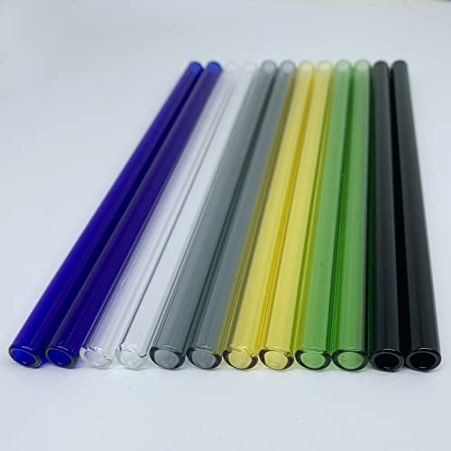 8 Inch Long 12 Piece Borosilicate Glass Tubes OD 10 mm Thickness 1.5 mm Colorful Industrial Glass Tubing (10mm / Multiple Colors)