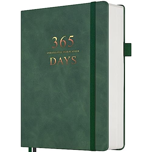 Planner, Undated Daily Planner with To Do List, 365 Days Planner for ADHD Adult, Agenda for Women Men, Hourly Planner Notebook for Goal Setting, Productivity Planner with Calendar, 8.3" x 5.8" (Green)