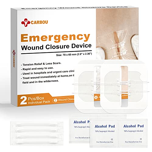 Carbou Zip Sutures Wound Closure Device, Emergency Laceration Kit, Stitches Bandage, Painless Laceration Repair Without Stitches Wound Care and First Aid(Pack of 2)