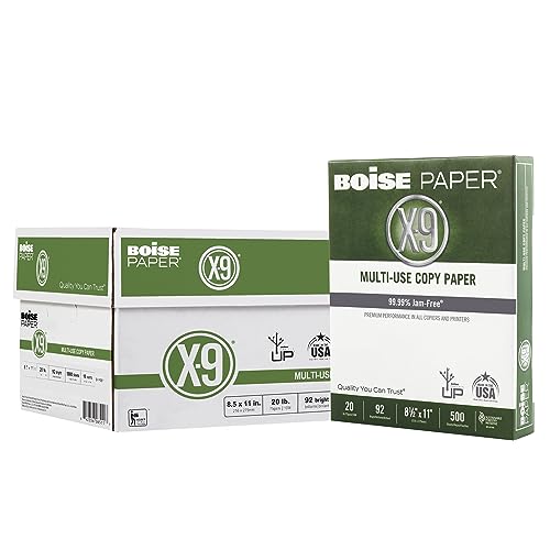 Boise X-9 Multipurpose Paper, 92 Bright, 8 1/2" x 11" Letter Size, 20 lb, 500 Sheets Ream