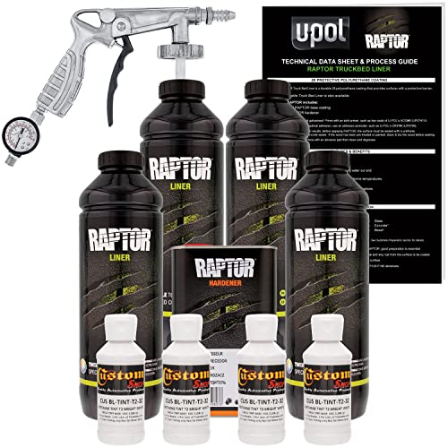 U-POL Raptor Bright White Urethane Spray-On Truck Bed Liner Kit W/Free Spray Gun, 4 Liters