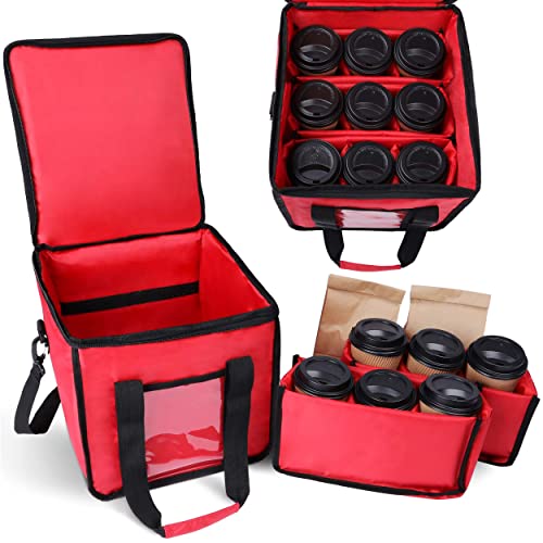 2TUFF Insulated Drink Carrier for Delivery - Reusable Drink Caddy with Handle and Shoulder Strap for Food Delivery and Takeout, Portable Cup Carrier Bag - Coffee Caddy Keeps Up To 9 Hot or Cold Drinks