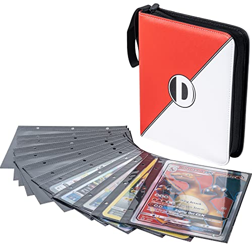 D DACCKIT Binder Compatible with Pokemon Jumbo Cards, Holds 80 Jumbo Cards, Card Book with Jumbo Card Sleeves Compatible with OverSize Pokemon Cards - XL Red